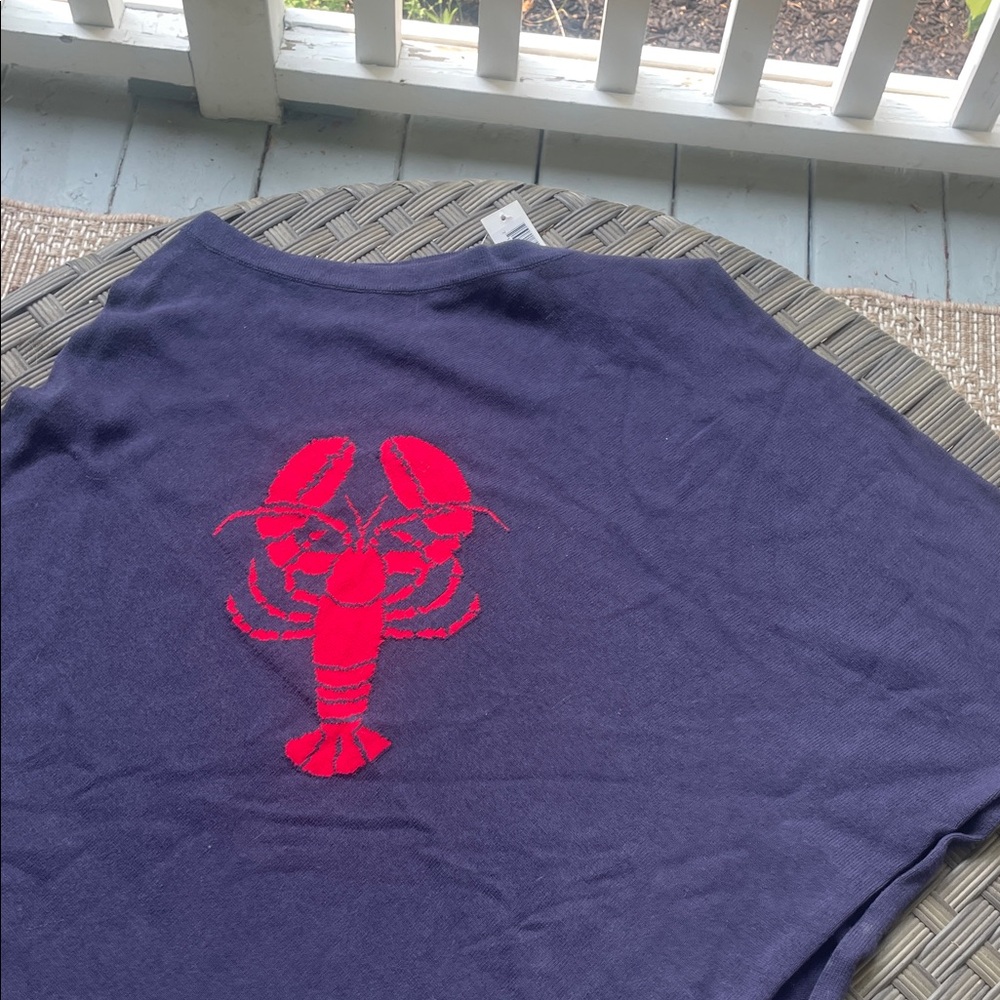 Navy Blue Top with Red Lobster Design